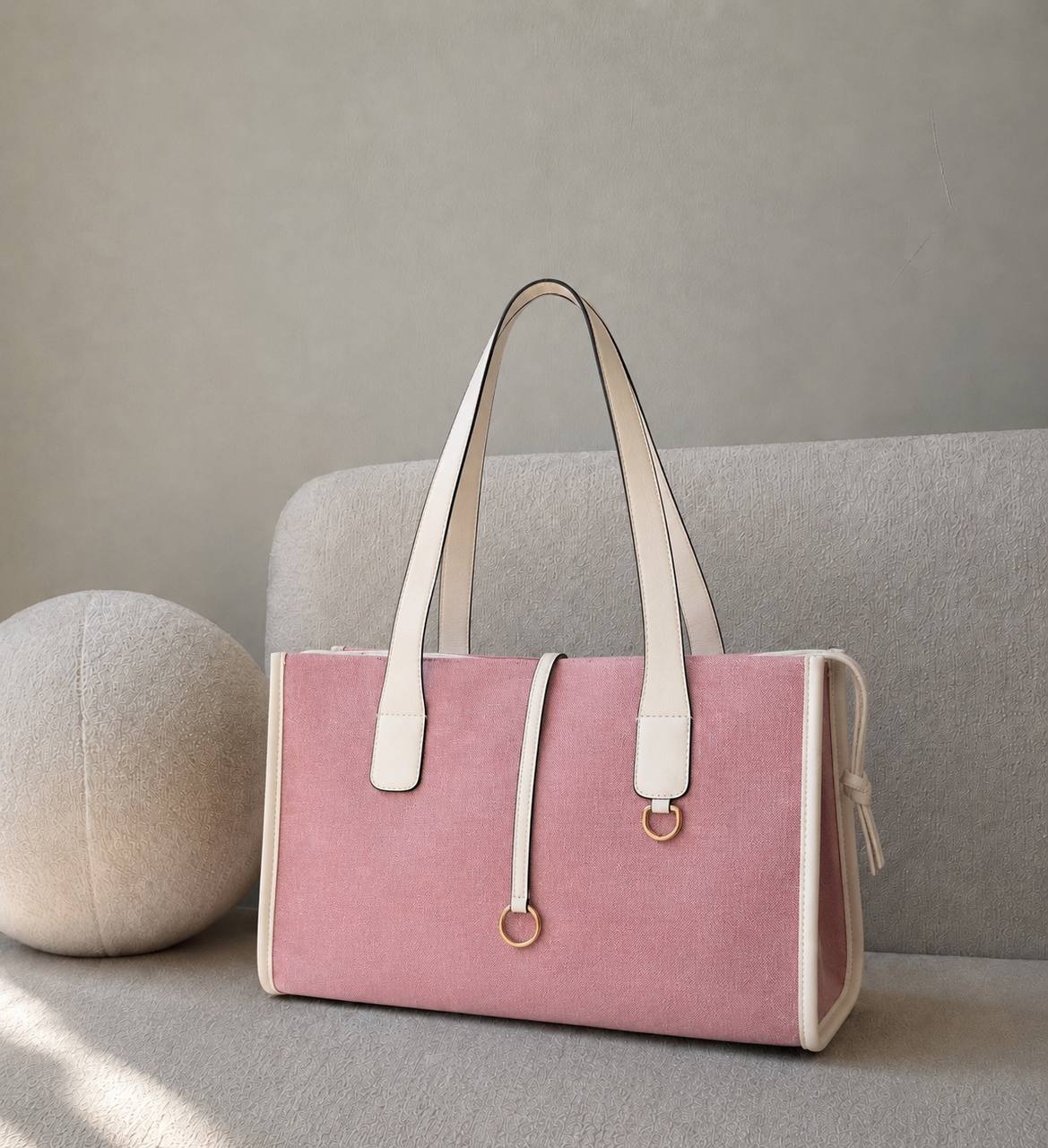 Carry More Bag – Pink & White Tote Bag