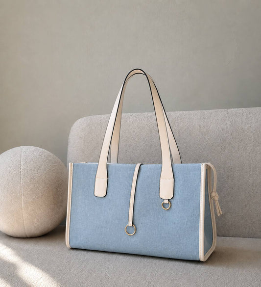 Carry More Bag – Baby Blue & White Tote Bag