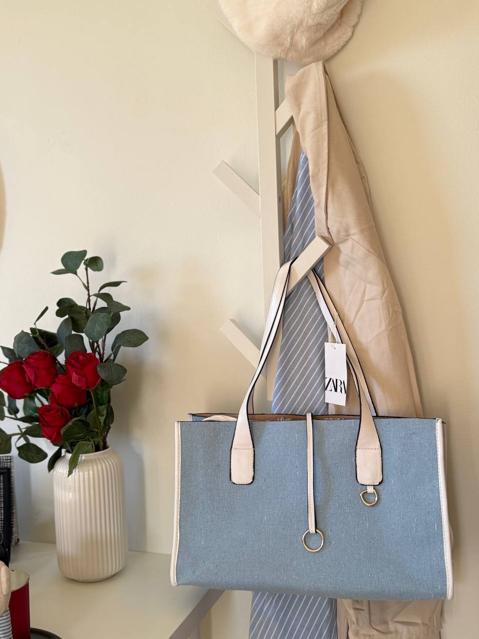 Carry More Bag – Baby Blue & White Tote Bag